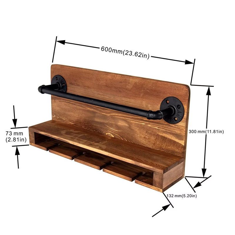 Millwood Pines Wanakah 4 Bottle Solid Wood Wall Mounted Wine Bottle